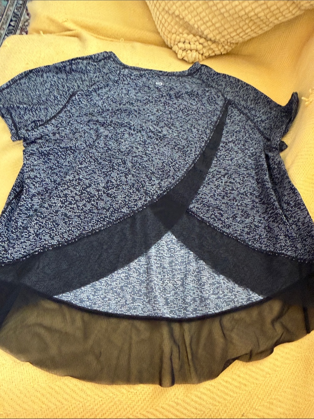 lululemon athletica Navy Heather Layered Mesh Short Sleeve Top